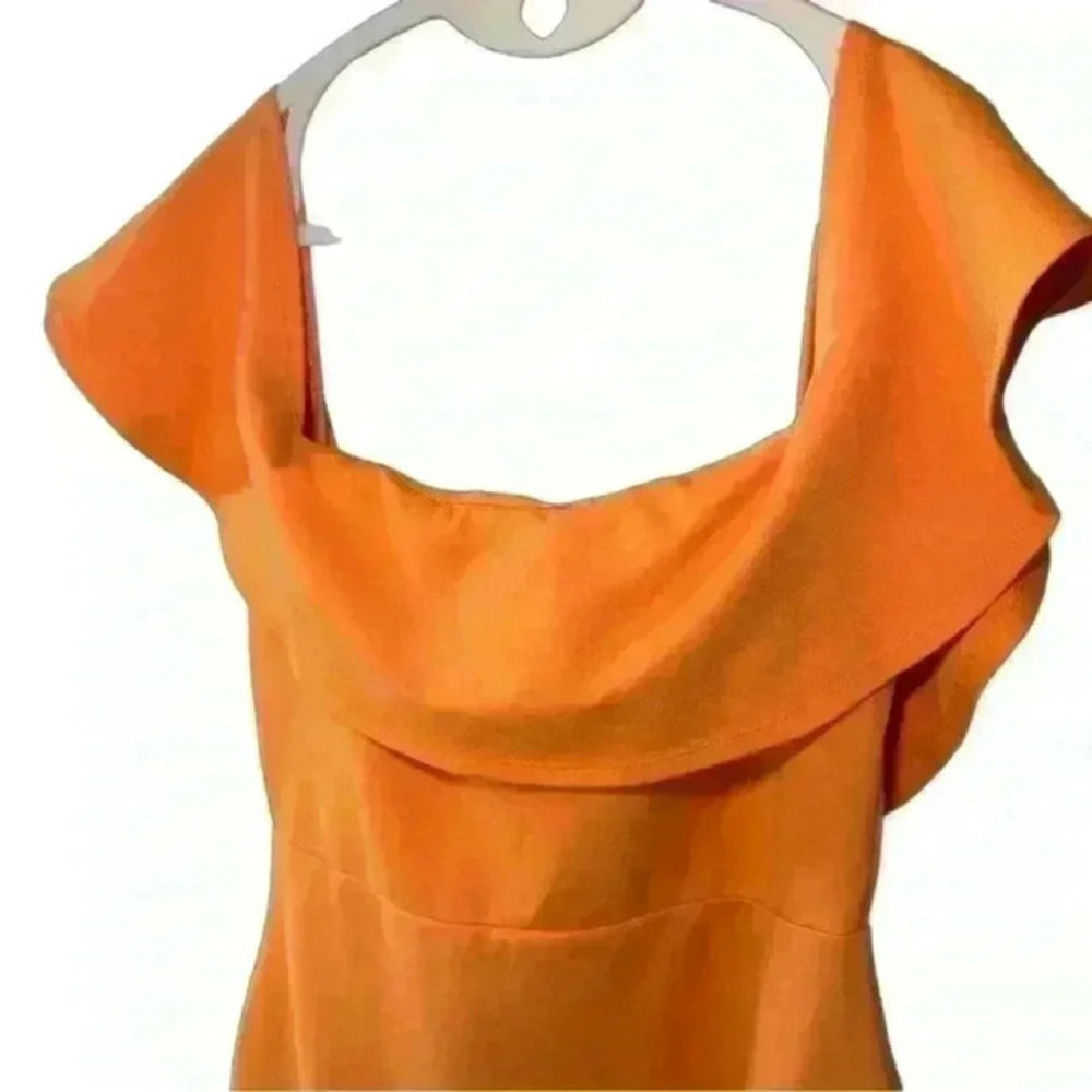 Lulus Confidence Boost Orange Off-the-Shoulder Bodycon Midi Dress - Picture 4 of 6